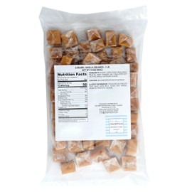 Caramel Squares Candy, 1 Pound Bulk Bag (Approximately 75 pieces), Vanilla Caramel Cubes, Individually Wrapped Chewy Candy