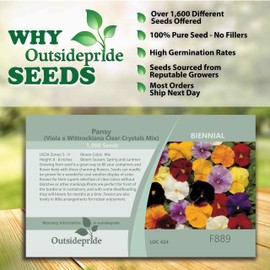 Outsidepride 2000 Seeds Viola Pansy Clear Mix Flower Seeds for Planting