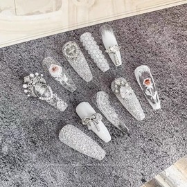 New Lace Nail Art Sticker Decal, 4 Styles Bridal Wedding Nail Art Sticker Decal Wedding Nail Art - White Black Red Brown (4 pcs)