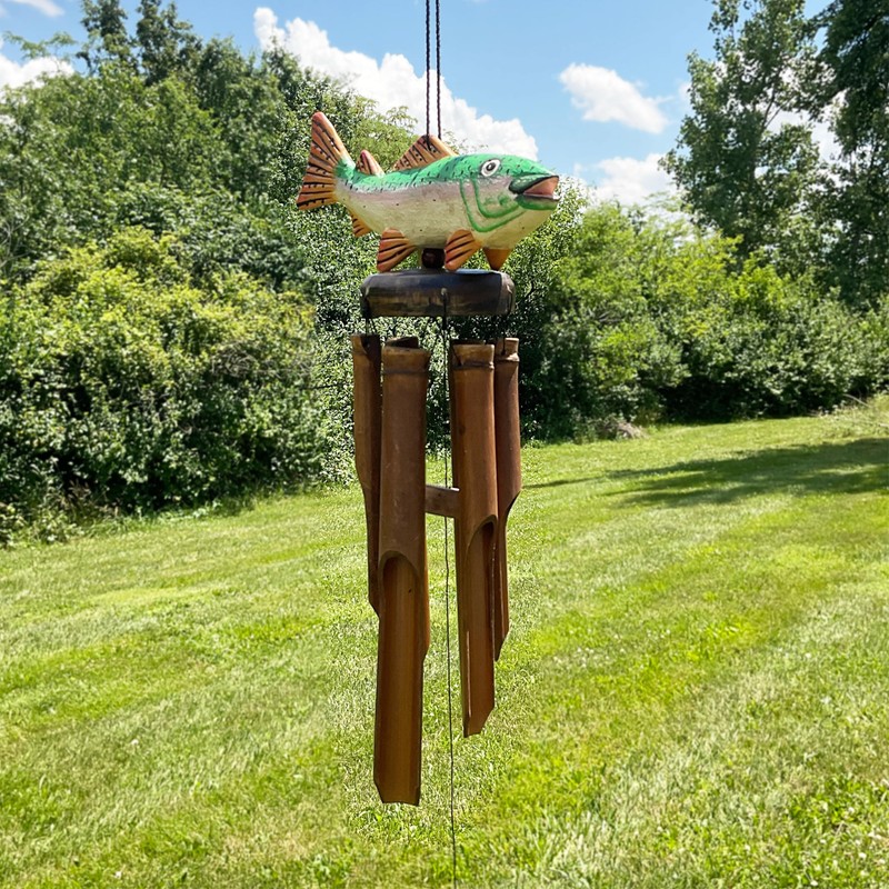 Songbird Essentials SE3361018 Trout Bamboo Wind Chime (Set of 1)