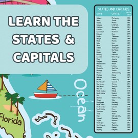 Dekali Designs US Map Coloring Poster - 52x35 Inches Giant Coloring Poster for Kids – Jumbo Coloring Poster for Children to Learn US States and Capitals (Folded)