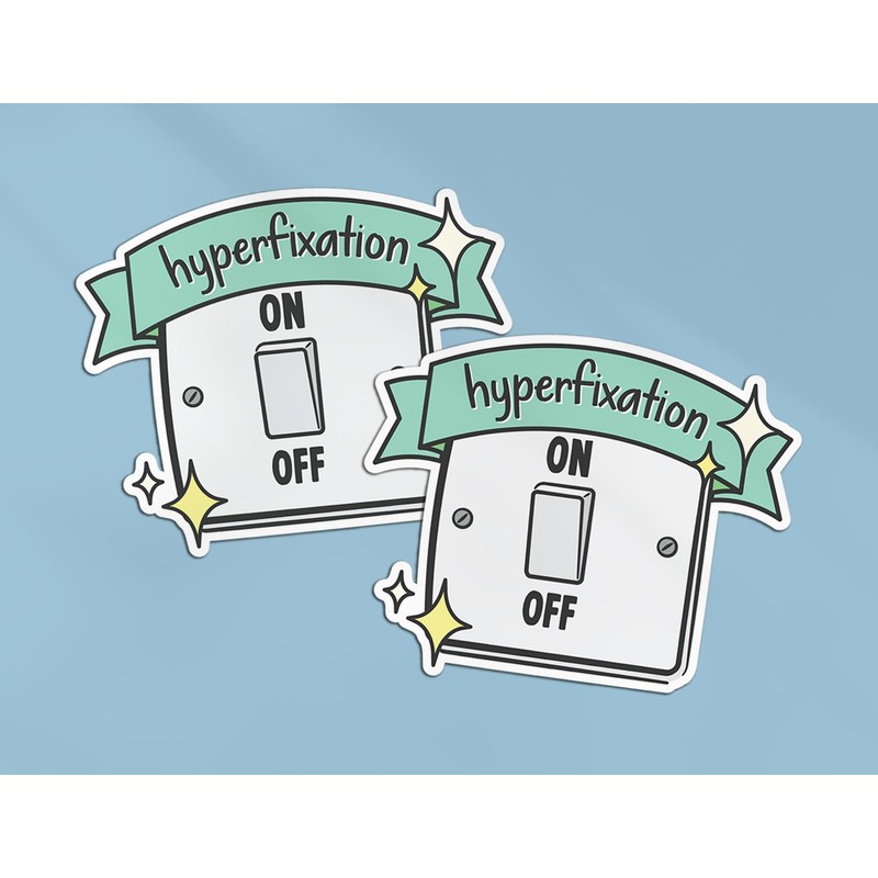 2 x 10cm Hyper Fixation Vinyl Stickers - Switch Neurodiversity