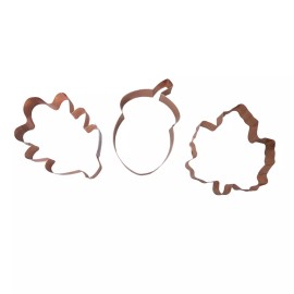 Bed Bath & Beyond NWT LOT OF 3 Copper Color Metal FALL Acorn Maple Oak Leaf Cookie Cutters Baking