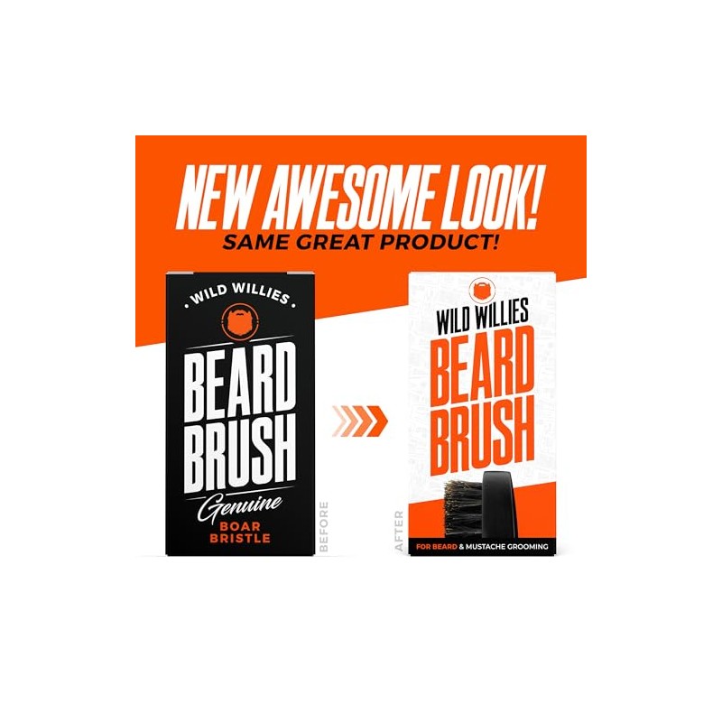 Wild Willies Beard Brush For Men. With Natural Boar Bristles