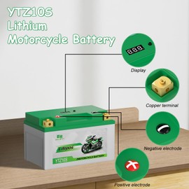 YTZ10S Lithium LiFePO4 Motorcycle Battery, 12V 5Ah, 360-400CCA, Built in BMS, Powersports Battery, for ATV, UTV, Jet Ski, Personal Watercraft, Snowmobile, Quad