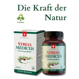 SwissMedicus StressMedicus - Mood Brightener - Natural Herbal Supplement for Better Mental Health with St. John's Wort & Baikal Skullwort, 120 Vegan Capsules