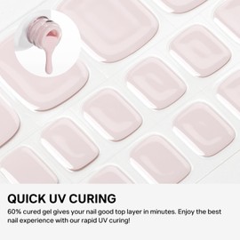 MIZHSE Nude Semi Cured Gel Nail Strips, 32Pcs Toenail Stickers Wraps Pedicure Stickers for Toes, Works with Any U V/LED Lamps, with 2 Prep Pads, Nail File & Plastic Stick