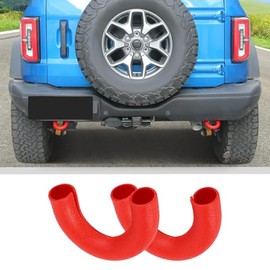 JWWY Rear Bumper Tow Hook Covers Tow Trailer Hitch Receiver Cover Towing Hitch Rubber Sleeve Protector Cover Trim Fit for 2021-2025+ Ford Bronco Exterior Accessories Red 2PCS