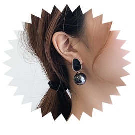 Yienate Vintage Black Pearl Earrings Stud Earrings Exquisite Pearl Ball Dangle Earrings Bridal Pearl Ball Earrings Prom Earring Jewellery Gift for Women Girls, Pearl