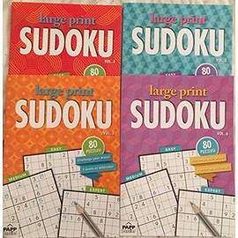 Lot of 4 Papp Large Print Sudoku Puzzle Books Full Size Issues 2018