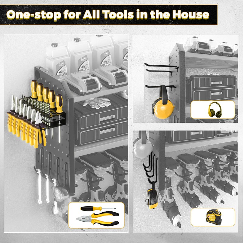 KAFAHOM Power Tool Organizer，Large 8 Drill Holder Wall Mount ，Heavy