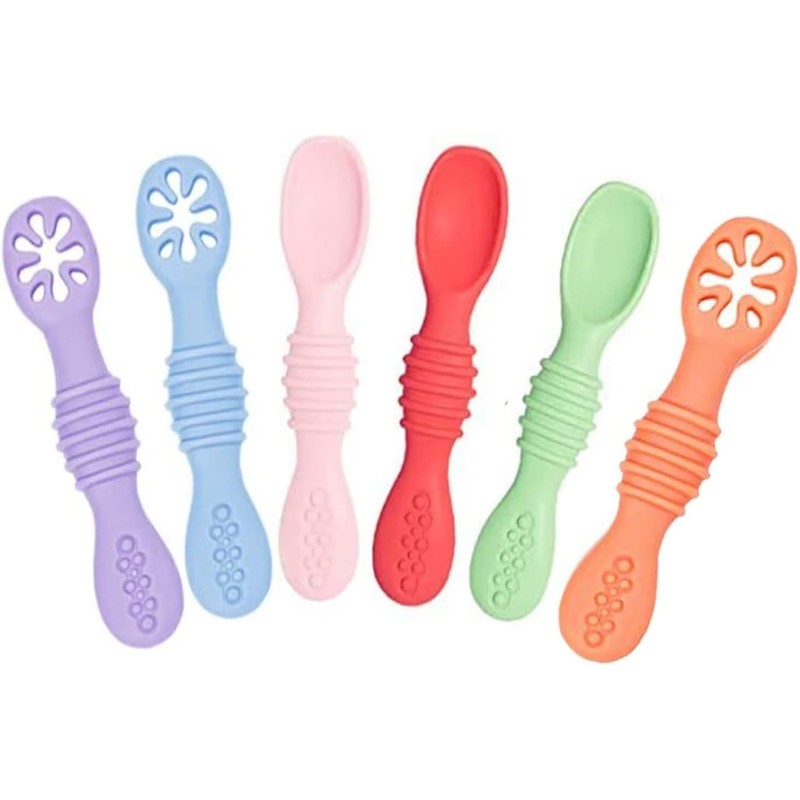 Cucharas masticables de silicona TAIMEI BTS001CA – set 6 arcoíris,