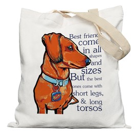 APJYM Dachshund Tote Bag, Reusable Canvas Tote, White, 13 x 15 inches, Women's, Adult, Unisex-Adults, Female (Primarily), Gift for Dachshund Lovers