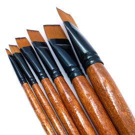 CENPEK 6 Pieces Paint Brush Flat Artist Brush Set with Wooden Handle for Watercolor, Acrylic and Oil Painting Perfect for Beginners, Artists and Painting Lovers
