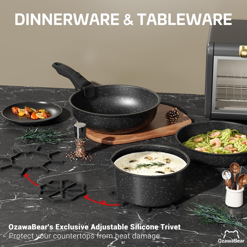 OzawaBear 26 Pcs Pots and Pans Set Non Stick, Ceramic