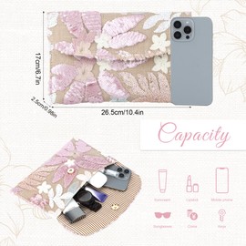 Oweisong Floral Clutch Purses for Women Summer Embroidery Purses Sequin Beaded Evening Bag for Formal