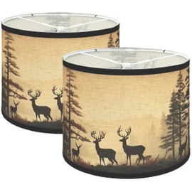 Lamp shades Set of 2, Fabric Deers Lampshades for Table Lamps, Floor Lamps, 11.6" Top x 12.6" Bottom x 9.8" High (Spider) Hand Crafted Replacement Lampshades,Lamp Shade Harp Holder Not Included