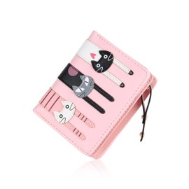 EVEOUT Women's Wallet PU Leather Purse Cute Long Purse with Coin Bifold Wallet Card Holder for Girls, pink, Casual