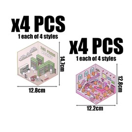 CYNOSURETECH 8 Sets Of Miniature House Scene Stickers, 3D House Stickers, Creative Sticker Toys, Interesting Stickers, Children'S Toys