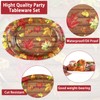 50Pcs Fall Oval Paper Plates 10"x12" Large Wood Grain Maple