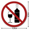 Pack of 5 Alcohol Prohibition Stickers Diameter 9.5 cm Sticker
