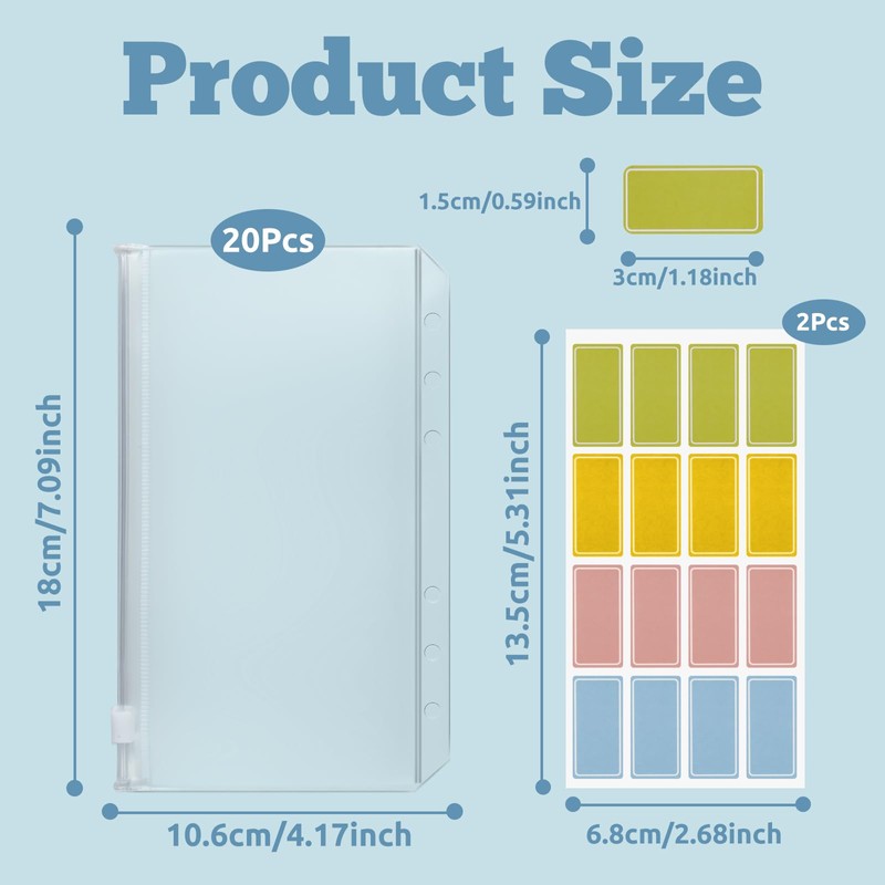 Pack of 20 A6 Binder Bags, 18 x 10.6 cm