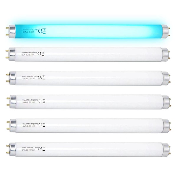 Konideke 6 Pack T8F10W BL 10W Replacement Bulbs T8 10 Watts Fluorescent Tube for 20W Device 13 Inch 365nm Black Light