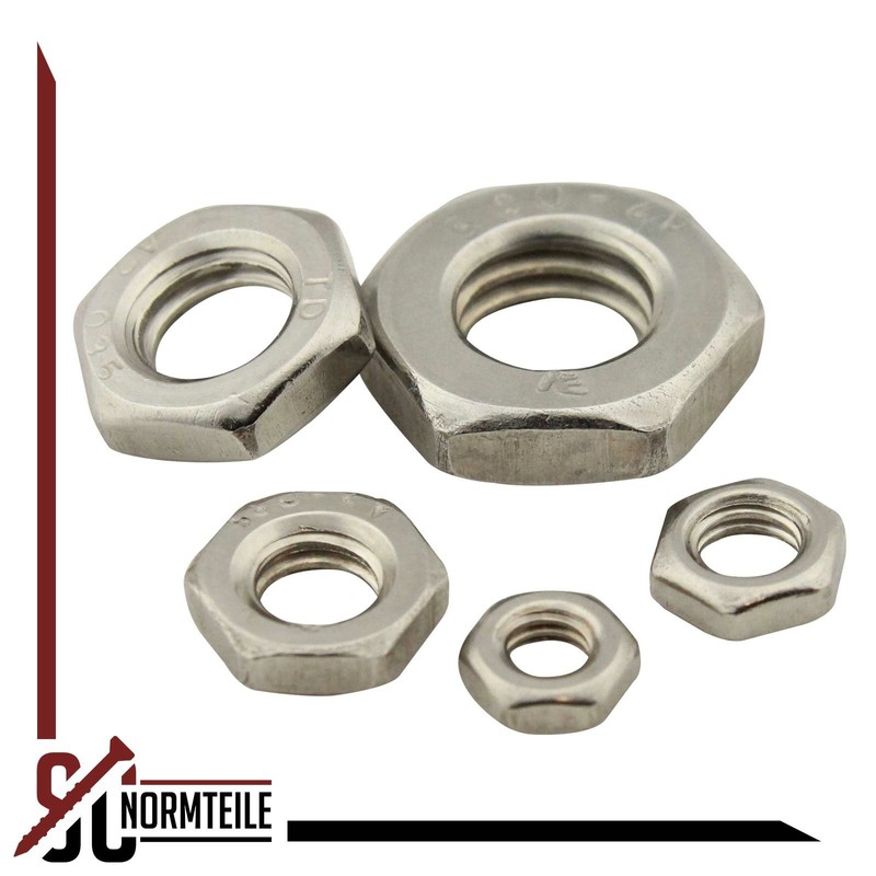 SC-Normteile Pack of 10 hexagon nuts (low shape, with chamfer),
