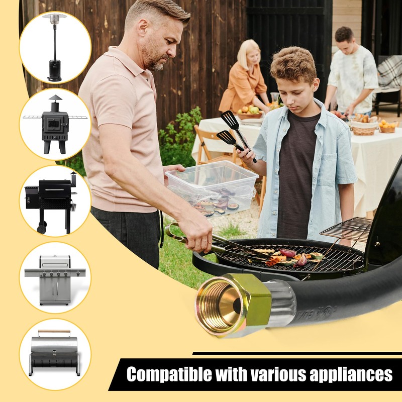 Rixordd 8 Feet Propane Regulator Hose with Gauge - QCC1