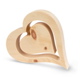 sagl.tirol Pine Heart with Floating Inner Heart and Engraving, 20 cm