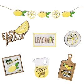 Lemon Tiered Tray Decor Lemon Themed Wood Standing Sign Farmhouse Lemon Banner Fresh Lemonade Wooden Tiered Try Decor