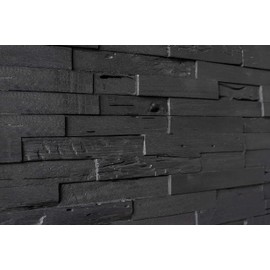 WoodyWalls 3D Reclaimed Barn Wood Wall Panels | DIY Glue and Nails Installation | Premium Set of 10 Panels (9.5 sq. ft. per Box) Dark Graphite