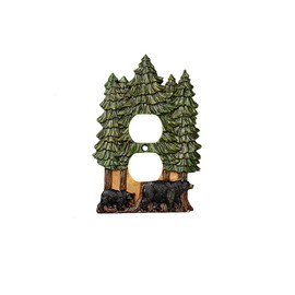 GEEKIA black bear switch cover Pine Tree Light Switch Plate Cover wall plate Polyresin Switch Plate Cover （Double）
