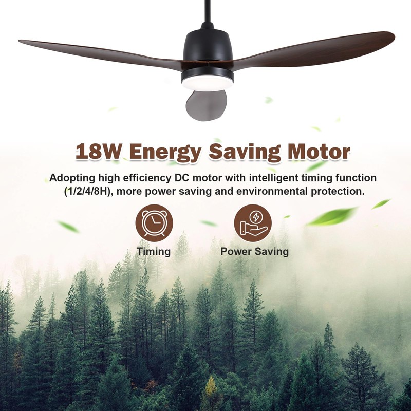 Kinyaras 52" Outdoor Ceiling-Fan with Light: Plug-in Waterproof Hanging Fans,