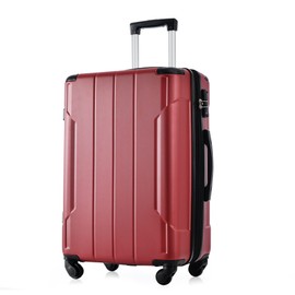 Merax 28 Inch Checked-Large Luggage with Wheels Aluminum Alloy Corner Hard Shell Suitcase TSA Luggage Suitcases for Travel Woman Men(Red)