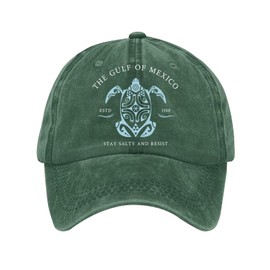 Gulf of Mexico Hat Sea Turtle Hat, Gulf of Mexico Established 1550 Cap, Vintage Baseball Caps for Men Women (US, Alpha, One Size, Green)