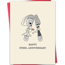 Bestmelo 11 Year Anniversary Card,11th Anniversary Card Gifts,11 Year Wedding Anniversary Day Gifts,Happy Steel Anniversary,8x5.3 Inches,Double-Sided