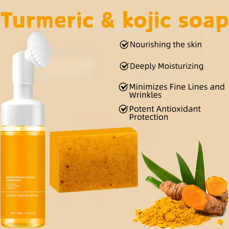 EIVJEC 4Pcs Turmeric Wash and Care Two Piece Set, Tuemeric