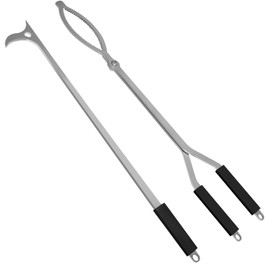 36" Fire Tongs Fire Pit Tongs Set, Stainless Steel Fireplace Tongs Log Grabber Suitable for Outdoor Fireset Fire Pit Bonfire Camp Fire Backyard Deck Indoor Fireplace Tools