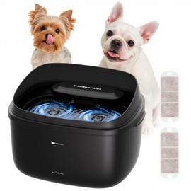Gardner Pet Dog Bowls 1 Gallon Pet Water Fountain, Vortex Dog Water Bowl Dispenser, Ultra Quiet Automatic Cat Fountain with Filter, Splash-Proof, Without Adapter (UV, Black)