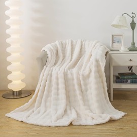 DJDEA Large Soft Fleece Throw Blanket White 127 * 153