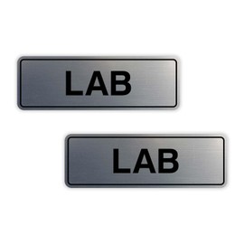 Signs ByLITA - Letrero de laboratorio estándar (plata cepillada), paquete grande de 2