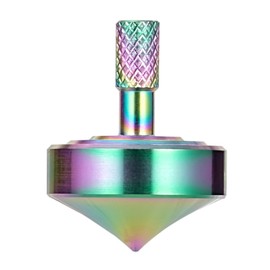 CHEETOP Stainless Steel Spinning Top, Precision Mini Desktop Gyroscope, Kill Time Reduce Stress ADHD Toys, Perfect Balance Gyro (Iridescent Style 1)