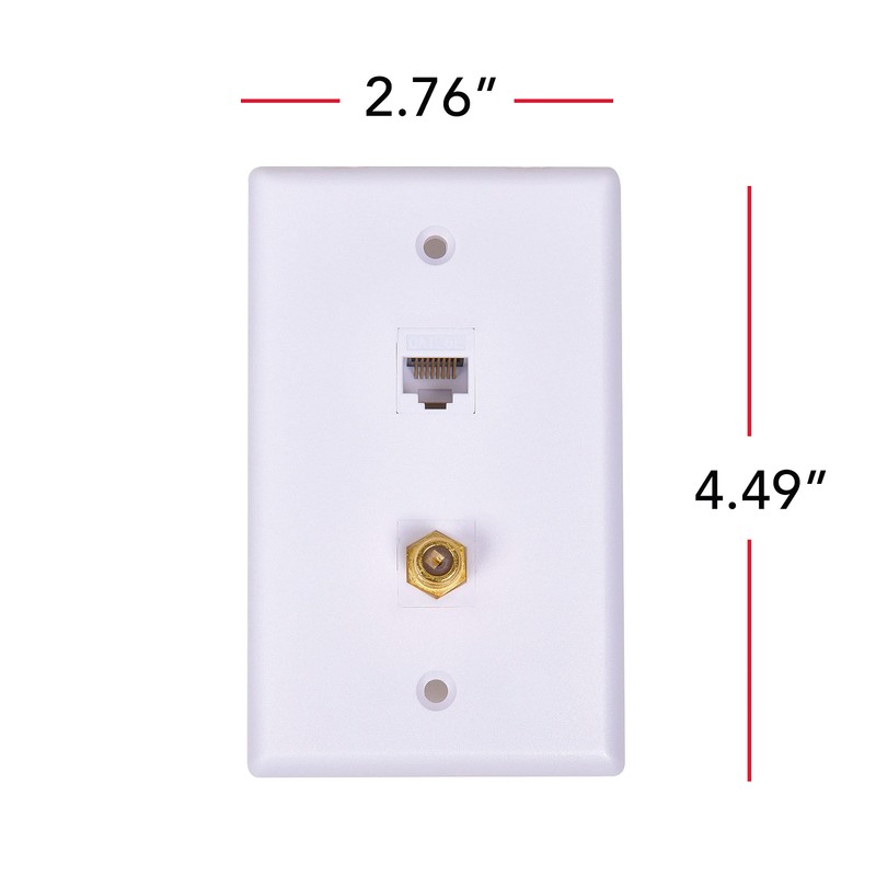 Audiovox TPH567R Coax Wall Plate, Cat5/6 - Quantity 1