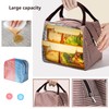 BAOWUABJ Insulation Lunch Bag, Waterproof Picnic Bag, Striped Lunch Box