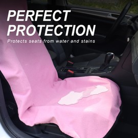 Zinytrae Sweat Towel Car Seat Cover Protector Front Seats for Gym Workout, Running, Swimming, Beach and Hiking, Waterproof Universal Seat Cover for Car, Truck, Van & SUV (Pink, 1pcs Front Seat)