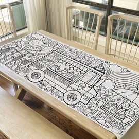 Tiny Expressions Ice Cream Coloring Tablecloth for Kids - Rolled, No Creases 30" x 72" Large Coloring Poster for Summer-Themed Birthday Parties - Ice Cream Party Decorations for Boys and Girls