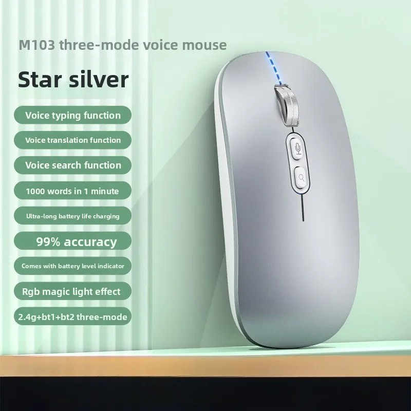 AI Voice Typing Wireless Mouse – Multi-Mode Silent Mouse with