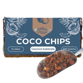 Coco Chip Potting Soil for Garden Plants - Pre-Rinsed, Organic & Eco-Friendly Chunky Coconut Substrate 1.1 lb (500g) Single Brick