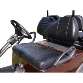 Huskey Parts Black Golf Cart Seat Cover Set Front Rear 1/2" Extra Padding For EZGO Club Car - Club Car Tempo